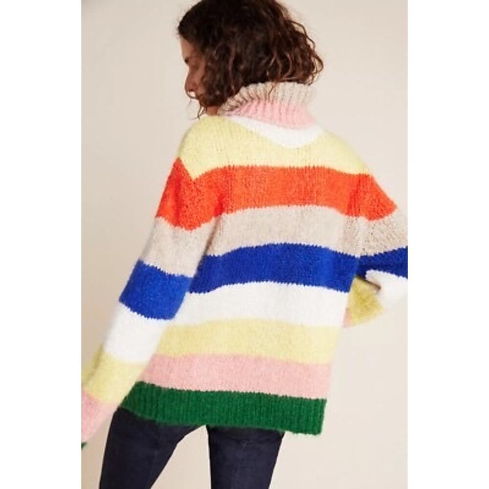 Anthropologie Gloria Colorblock Rainbow Turtleneck Sweater / Small